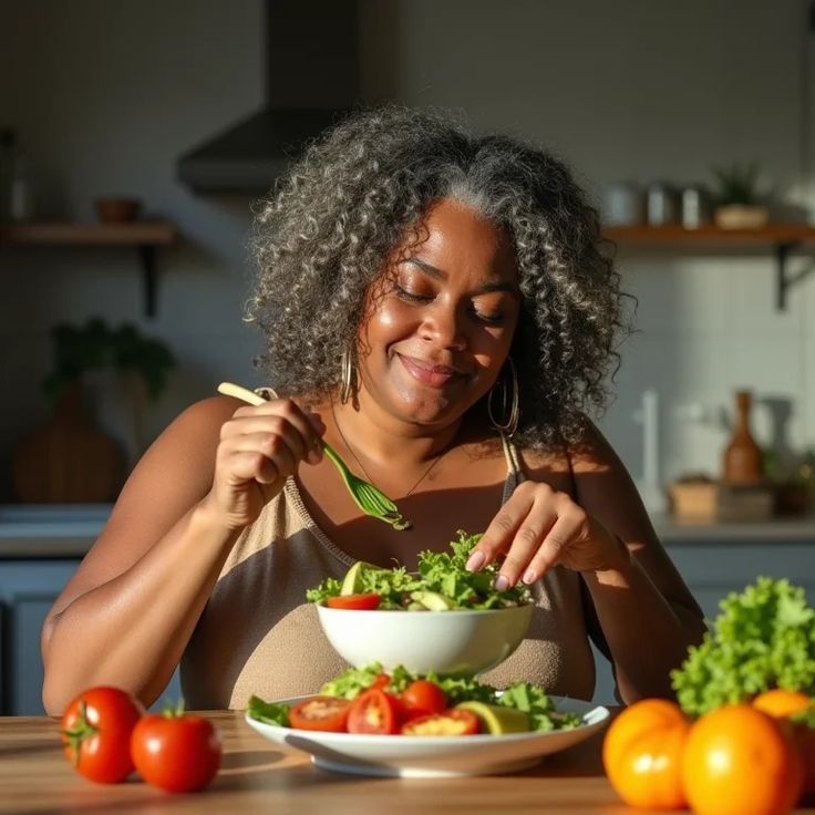Femme profitant d'une alimentation saine et colorée